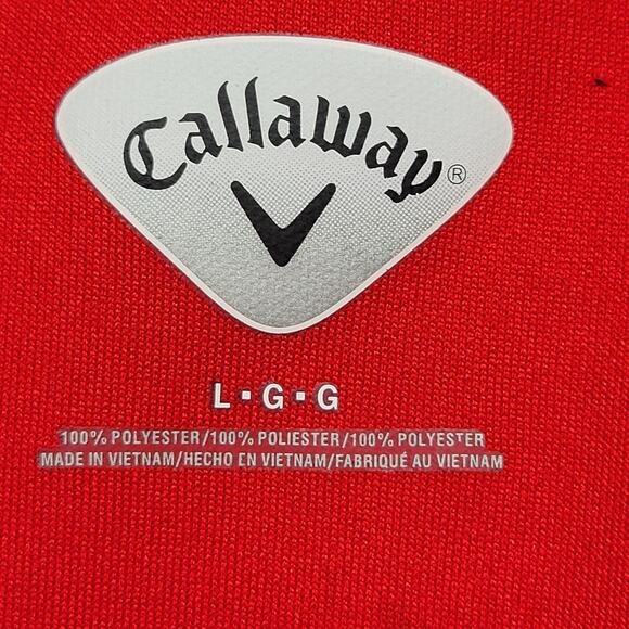 Callaway Red Golf Polo Shirt Sporty Classic Short Sleeves Button Up Mens Size L - Picture 3 of 11